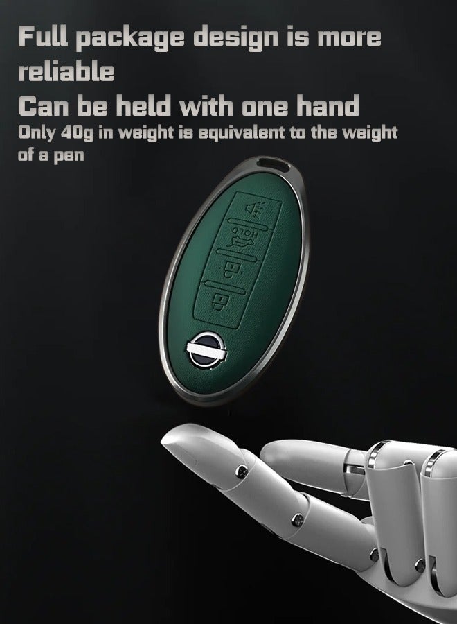 غطاء مفتاح السيارة ، مناسب لنيسان ، يلف مفاتيح السيارة بشكل مثالي ، ومكافحة السقوط ، ومقاومة للارتداء ، عالية الجودة. مادة: جلد البقر - Image 2