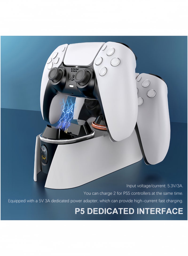 PS5 Controller Charging Station,PlayStation 5 Dualsense Charger Dock with Dual Stand,Upgrade PS5 Charger Accessory with Fast Charge Cable,PlayStation 5 Station,White - Image 5