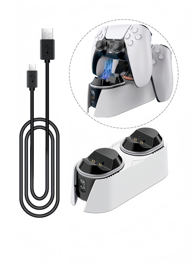 PS5 Controller Charging Station,PlayStation 5 Dualsense Charger Dock with Dual Stand,Upgrade PS5 Charger Accessory with Fast Charge Cable,PlayStation 5 Station,White - Image 1
