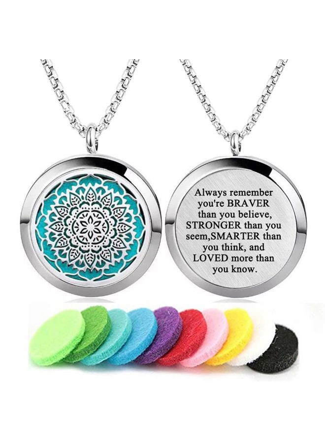 GFONDINGD Aromatherapy Essential Oil Diffuser Necklace Stainless Steel lnspirational Locket Pendant(Flower)  - Image 1