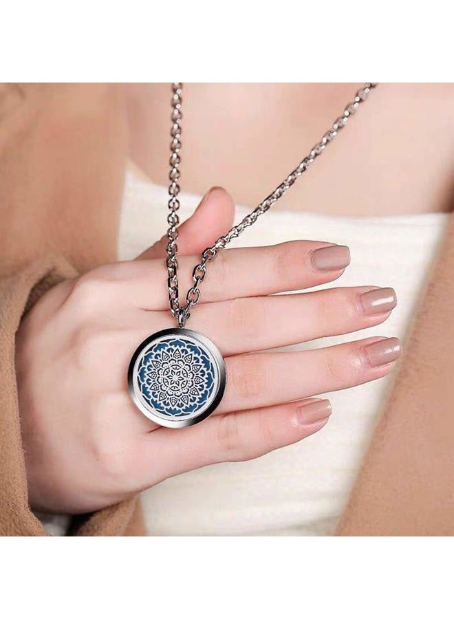 GFONDINGD Aromatherapy Essential Oil Diffuser Necklace Stainless Steel lnspirational Locket Pendant(Flower)  - Image 5