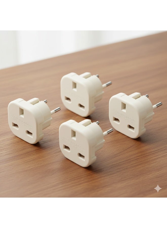 Universal travel power adapter, UK plug to EU plug, 4 pieces