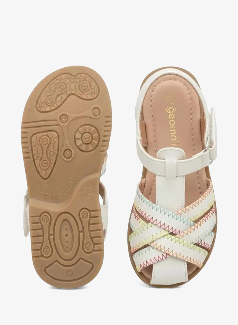 Geoomnii White Junior Girls’ Sandals with Backstrap – Soft, Comfortable & Secure Fit for Women | Best Price UAE