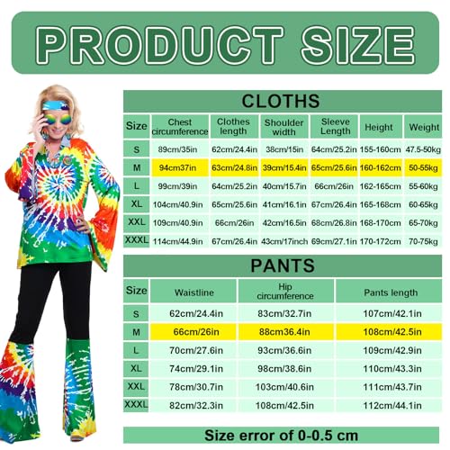 Jiuguva 17pcs 60s 70s Outfits for Women Hippie Costume Set Disco Outfit (Stylish Style,X-Large) - Image 3