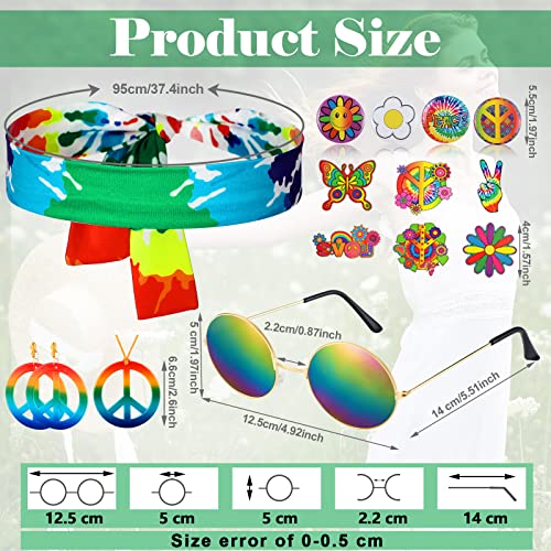Jiuguva 17pcs 60s 70s Outfits for Women Hippie Costume Set Disco Outfit (Stylish Style,X-Large) - Image 2