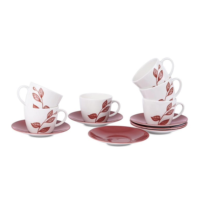 Dandy lines England by DATA Dandy Lines Royal Cups and Saucers in Red Leaves Paradise 50009 Pack of 12 - Image 2