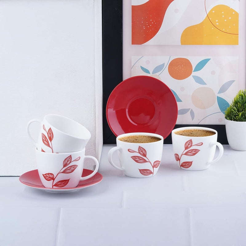 Dandy lines England by DATA Dandy Lines Royal Cups and Saucers in Red Leaves Paradise 50009 Pack of 12 - Image 4