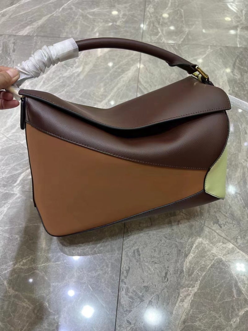 2024 Bag New Handmade Women'S Bag 24Cm Geometric Bag Splicing Bag Pillow Bag Shoulder Crossbody Handbag - Image 1