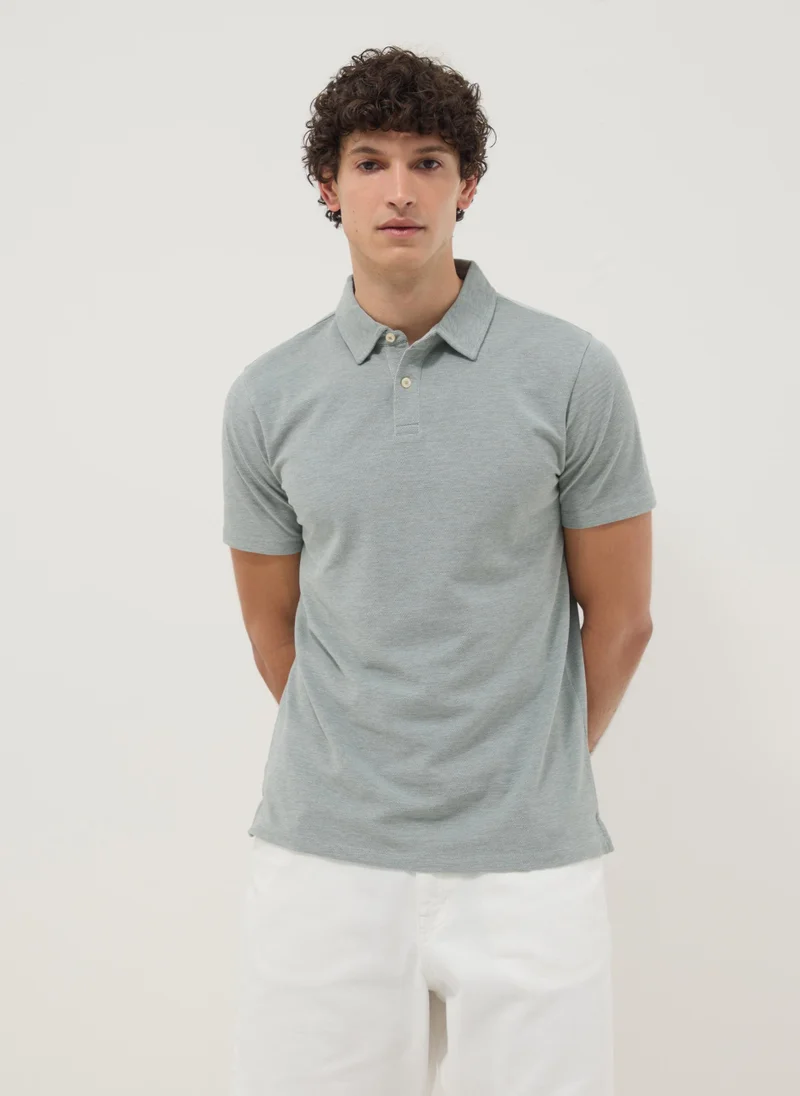 Ovs OVS Grey Short-Sleeved Polo Shirt In Pure Cotton