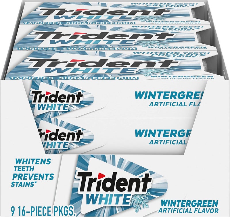 Trident White Sugar Free Gum - Wintergreen Flavor - Image 1