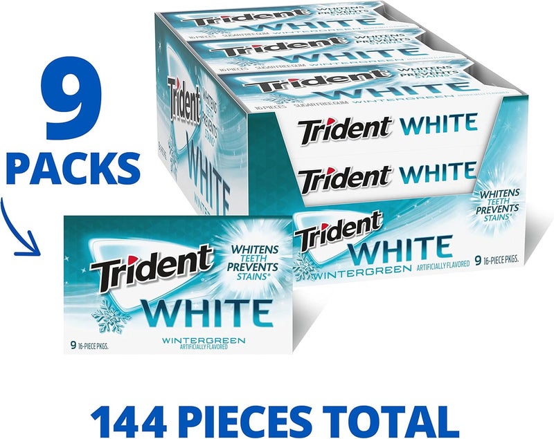 Trident White Sugar Free Gum - Wintergreen Flavor - Image 5