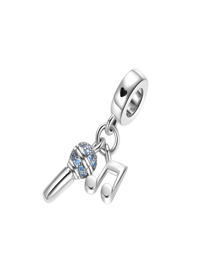 MiiFort Blue Singing Microphone Music Note Dangle Charm fits Pandora Charms Bracelets Christmas Birthday Jewelry Gift for Women Daughter Sister Niece Granddaughter - Image 2