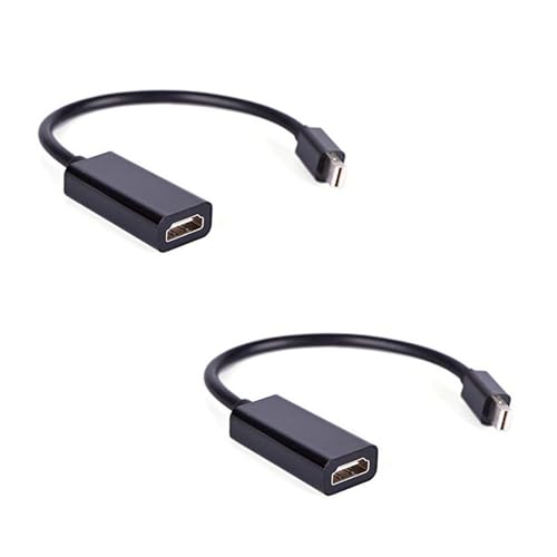 ATEVON Mini DisplayPort to HDMI Adapter – Pack of 2 Mini DP Male to HDMI Female Converter Cable for Monitor, Projector, TV, Compatible with MacBook, Laptop, PC, Full HD 1080p Output (Black) - Image 1