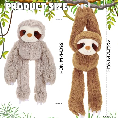 Queekay 2 Packs Sloth Stuffed Animal Hanging 18 Inch Three Toed Sloth Plush Toy with Hook and Loop Hands for Teens Adults Gifts DecorsGray Dark Brown - Image 5