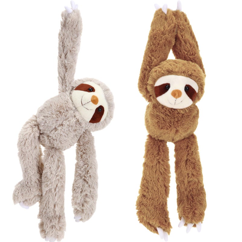 Queekay 2 Packs Sloth Stuffed Animal Hanging 18 Inch Three Toed Sloth Plush Toy with Hook and Loop Hands for Teens Adults Gifts DecorsGray Dark Brown - Image 3