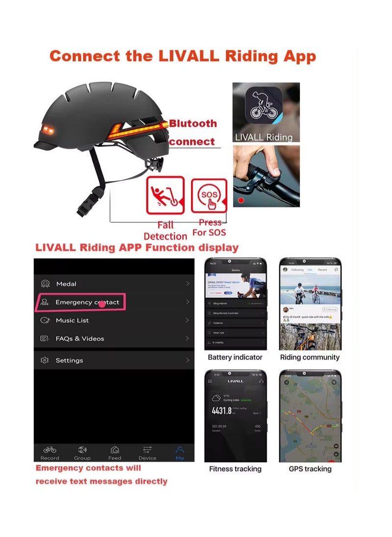 Generic - Adult Smart Bike Helmet with Brake Warning Lights, One-Click Voice Command, Bluetooth Speaker, and Walkie-Talkie Function - Safe Riding Helmet for Electric Bike, Scooter, and Bicycle - Image 1