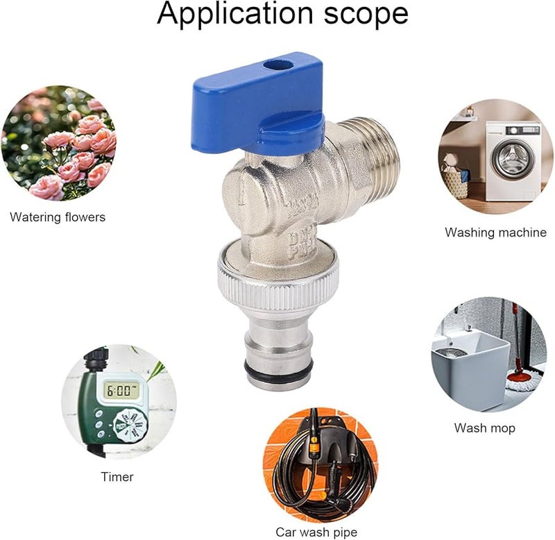 صمام زاوية نحاسي G1 2 بوصة مدخل ذكر إلى G3 4 بوصة مخرج 1/4 دورة صمام إغلاق المياه - Image 4