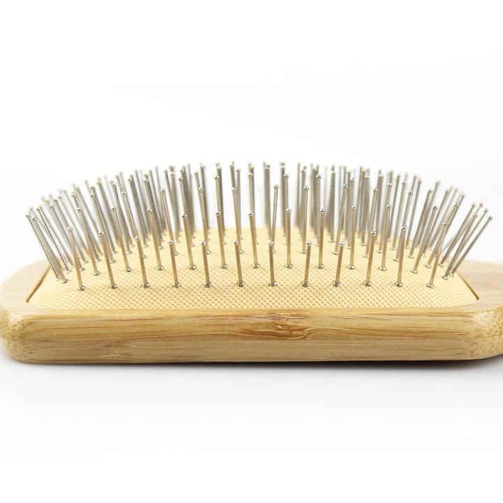 LUVINA Bamboo Hair Brush with Steel bristles, Wooden hair brush for Women & Men Natural Wood Comb for Massaging Scalp, Paddle Hair Brush for Women (Bamboo Square Steel Bristles) - Image 2