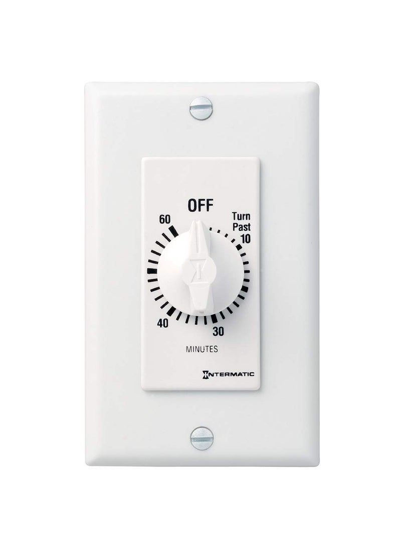 Intermatic Intermatic FD60MWC 60-Minute Spring-Wound In-Wall Countdown Timer Switch for Auto-Off control of Fans and Lights, White  - Image 1