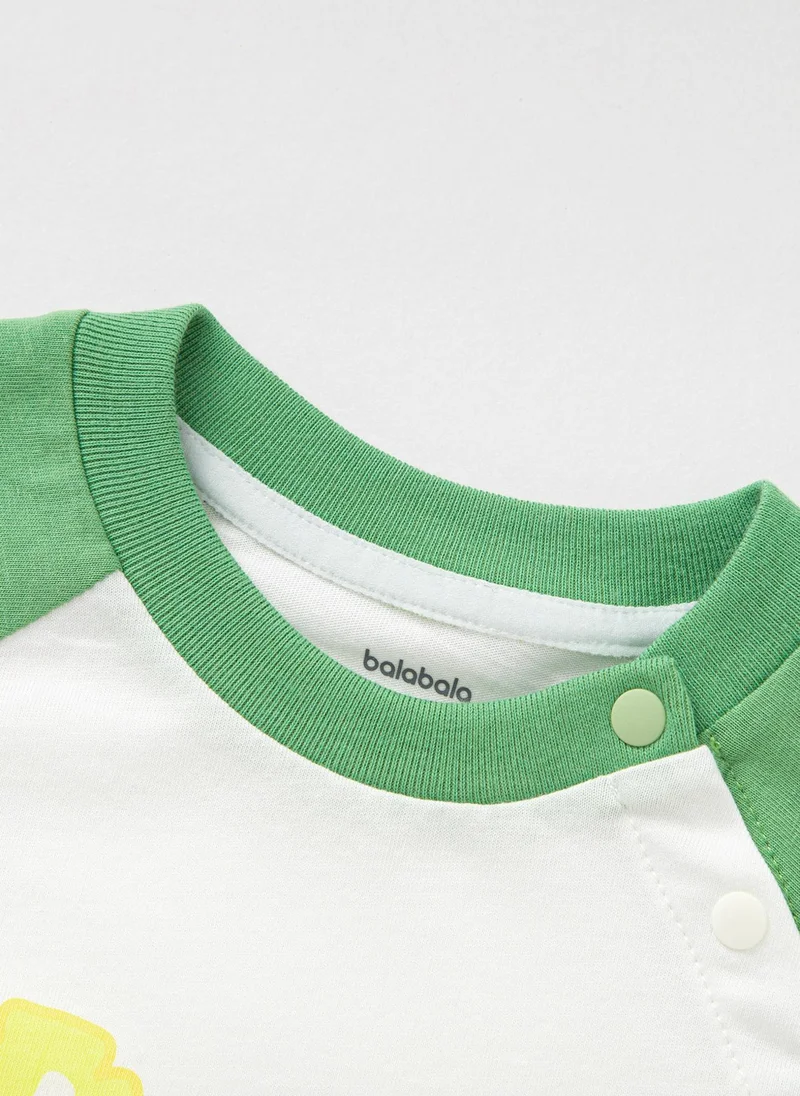Balabala Baby Unisex Round v-neck short-sleeved T-shirt