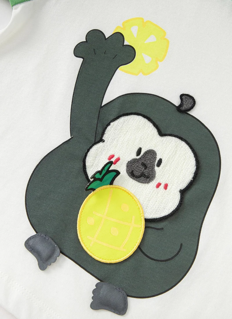 Balabala Baby Unisex Round v-neck short-sleeved T-shirt
