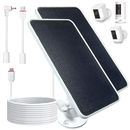 DIANMU Solar Panel for Ring Camera Solar Panel Charger for Ring Spotlight Cam PlusPro BatteryOutdoor Cam PlusPro Stick Up Battery with 13FT Weatherproof Cable Aluminium Alloy Mount 2 Pack - Image 1