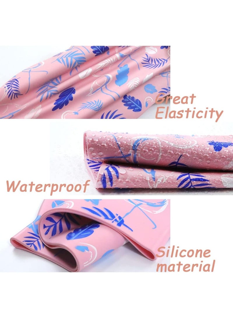 بونيه سباحة سيليكون بتصميم فلامنجو وأوراق – لون وردي - Image 5