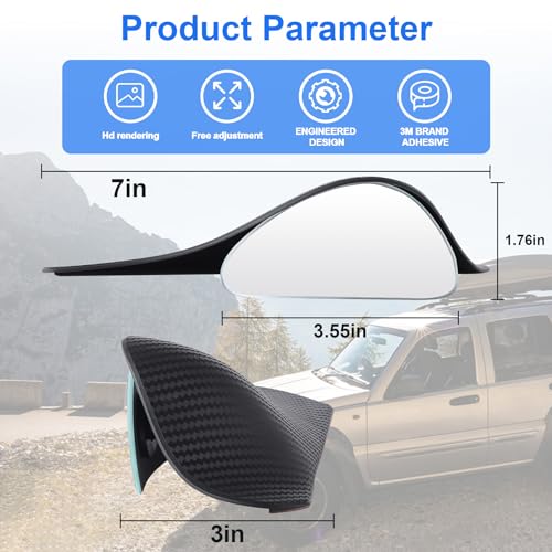 LivTee Blind Spot Mirror with Side Mirror Rain Guard, Carbon Fiber 2-in-1 Side Mirror Covers Kit with Wide Angle Adjustable Stick for Cars SUV and Trucks, Pack of 2 - Image 2