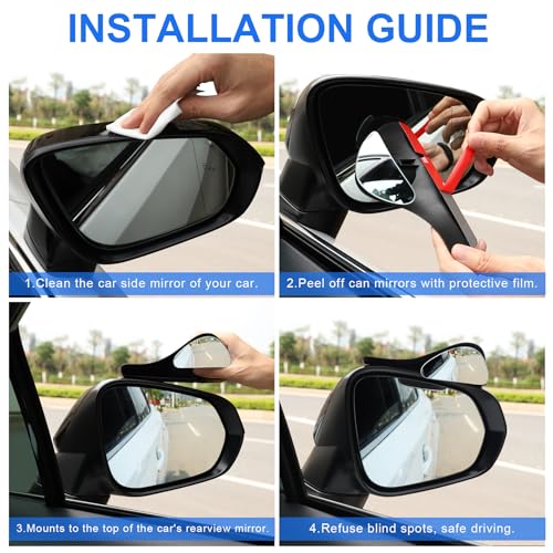 LivTee Blind Spot Mirror with Side Mirror Rain Guard, Carbon Fiber 2-in-1 Side Mirror Covers Kit with Wide Angle Adjustable Stick for Cars SUV and Trucks, Pack of 2 - Image 3