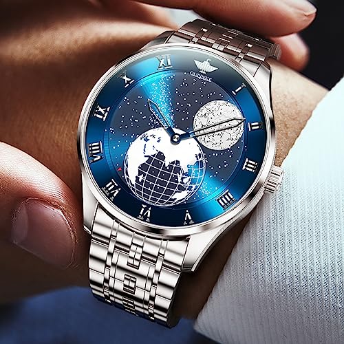 OUPINKE Men Automatic Watch Starry Sky Moon Phase Rose Gold Silver Stainless Steel SelfWinding Luxury Business Waterproof Wrist Watch - Image 3