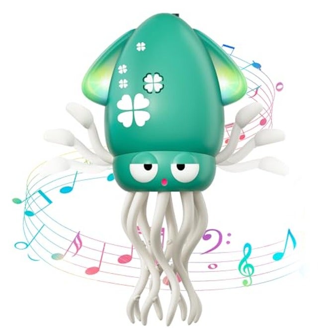 WAVISA Dancing Squid Baby Toy, Electric Crawling Octopus Tummy Time Toy, Rechargeable Dancing Music Squid Baby Toys for 3 4 5 6 Year Old Kids Boy Girl Birthday Gifts Christmas Stocking Stuffers (Green) - Image 1