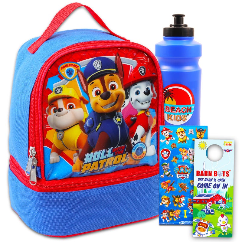 Fast Forward صندوق غداء باو باترول السريع للأولاد مجموعة صندوق غداء باو باترول زجاجة ماء ملصقات المزيد حقيبة غداء باو باترول