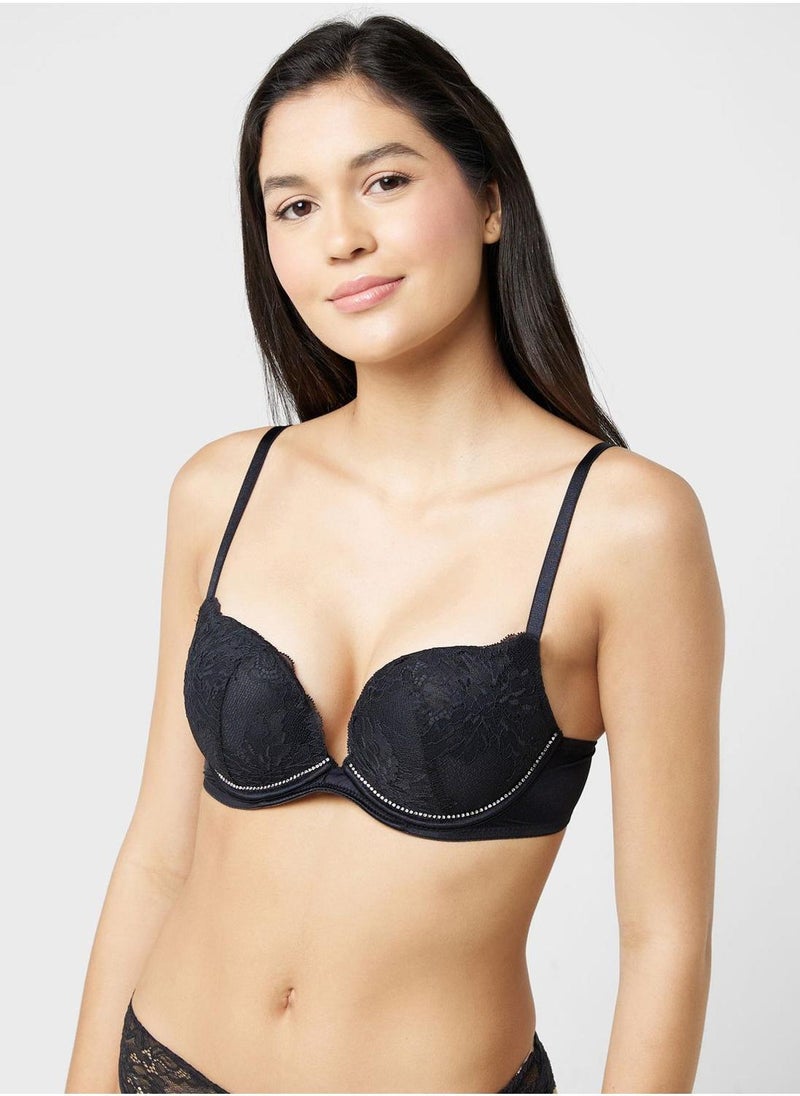 La Senza Lace Detail Plunge Neck Bra - Image 1