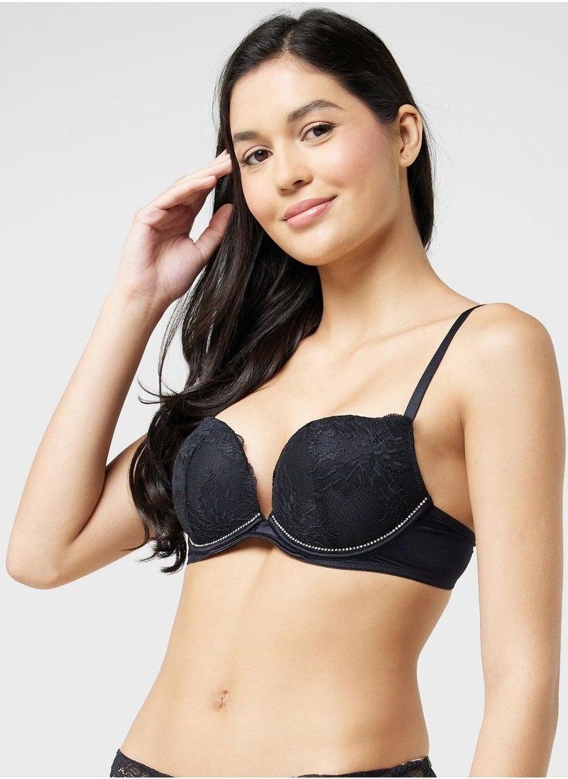 La Senza Lace Detail Plunge Neck Bra - Image 4