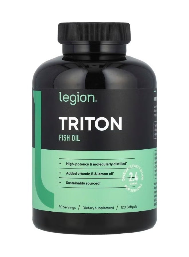 LEGION Triton Fish Oil 120 Softgels (30 Servings) – Maximum Strength Omega-3 with EPA & DHA for Heart, Brain & Joint Support - Image 1