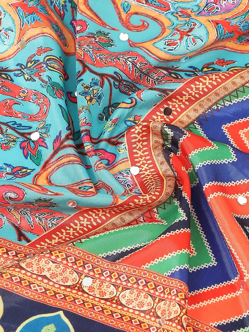 globus  Globus Women Multi Ethnic Print Mirror Work Detail Gotta Patti Border Festive Dupatta for Women | Best Price UAE