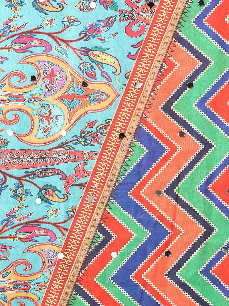 globus  Globus Women Multi Ethnic Print Mirror Work Detail Gotta Patti Border Festive Dupatta for Women | Best Price UAE