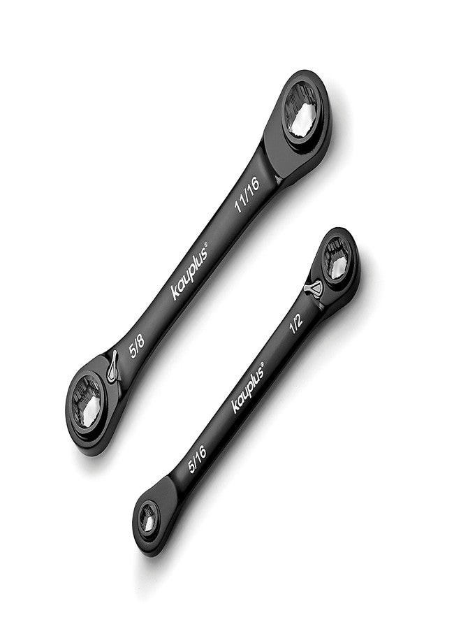 kauplus 4 in 1 SAE Non-Slip Box End Reversible Ratcheting Wench Set - 2PCS, 6pt., 120-Tooth Ratcheting Gear, 5/16 Inch to 3/4 Inch - Image 3