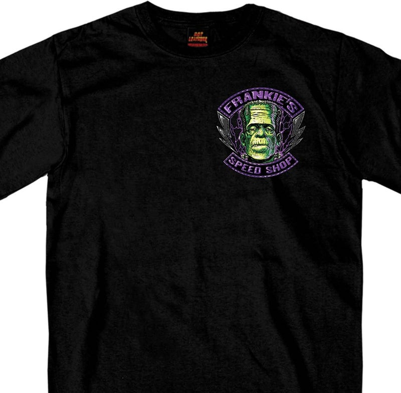 Hot Leathers Frankie's Speed Shop Biker T-Shirt - 100% Cotton Double Sided Printed - Image 4
