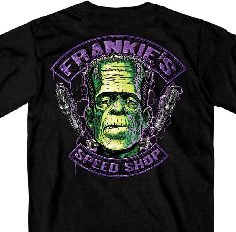 Hot Leathers Frankie's Speed Shop Biker T-Shirt - 100% Cotton Double Sided Printed - Image 1