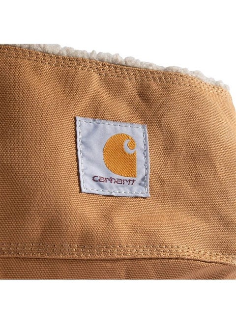 Firm Duck Dog Bed, Durable Canvas Pet Bed with Water-Repellent Shell, Carhartt Brown with Sherpa Top, Medium