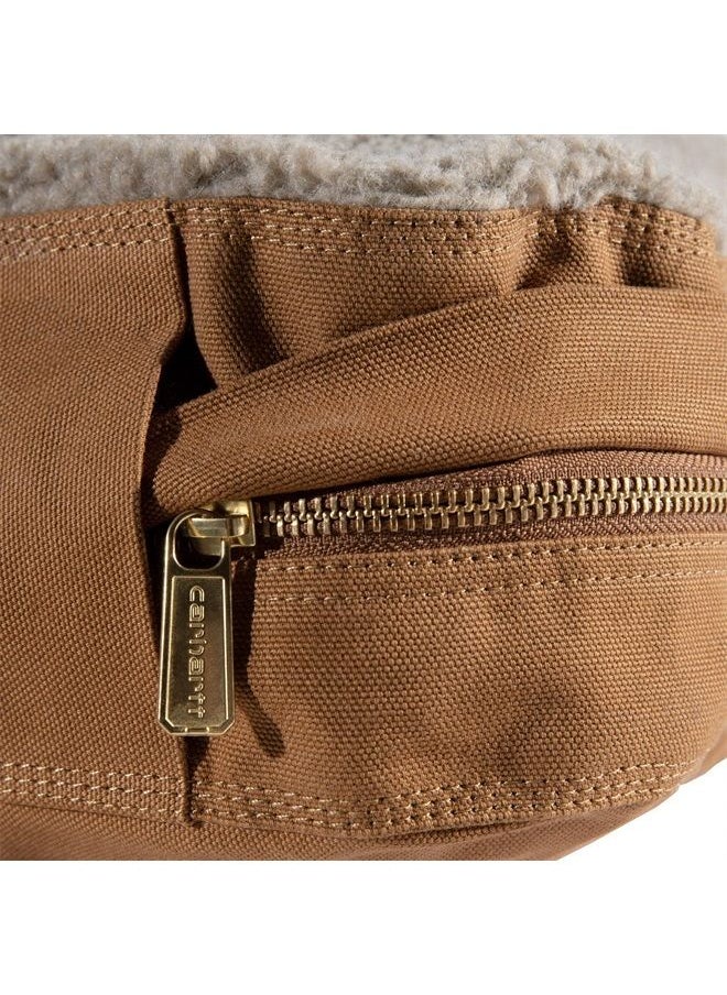 Firm Duck Dog Bed, Durable Canvas Pet Bed with Water-Repellent Shell, Carhartt Brown with Sherpa Top, Medium