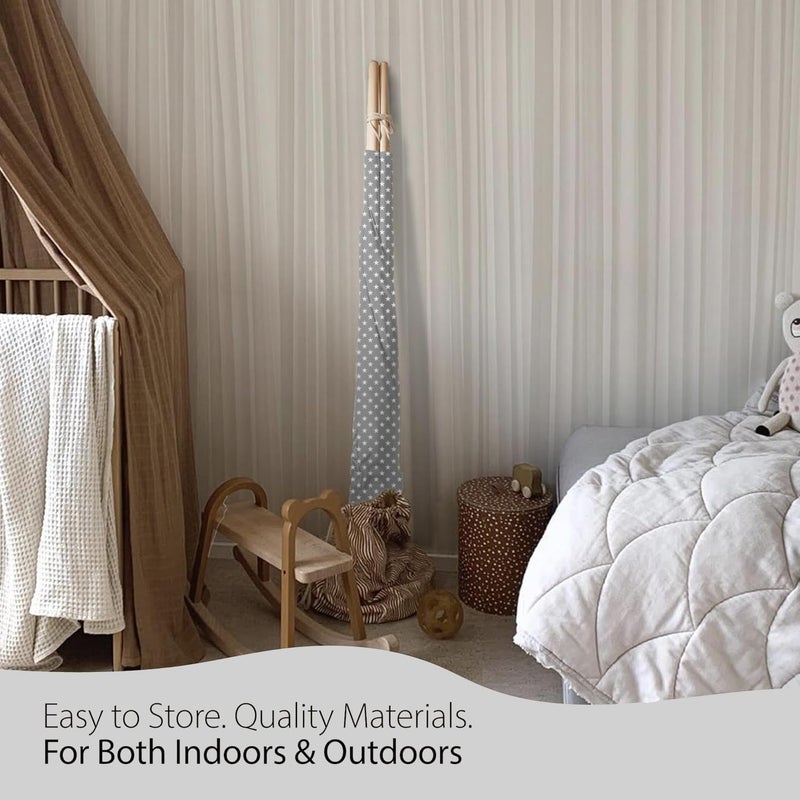 Atlasonix Indoor Teepee Tent for Kids with Stars Led Lights - Pop-Up Playhouse for Boys and Girls - Toddler Reading Corner Tent - Child Teepee for Play and Imagination 100% cotton Canvas Tipi Tents for Children - Image 5