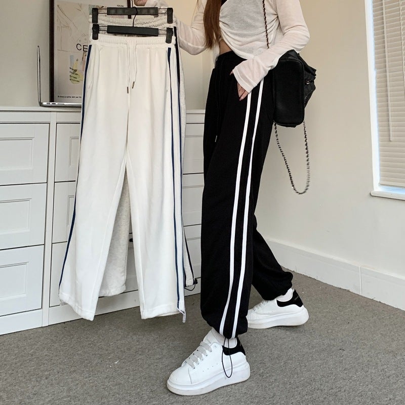 20256001# real shot real price big fish scales autumn outfit leggings women slim wide leg pants pants women ins tide White  - Image 2