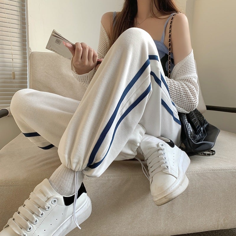20256001# real shot real price big fish scales autumn outfit leggings women slim wide leg pants pants women ins tide White  - Image 5