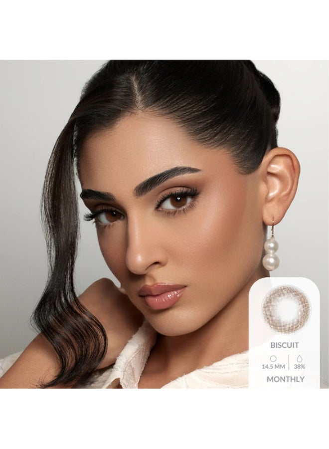 Amara Unisex Biscuit Monthly Disposable Contact Lenses, Color Contact Lenses, Cosmetic Contact Lenses, Brown Contact Lenses - Image 2