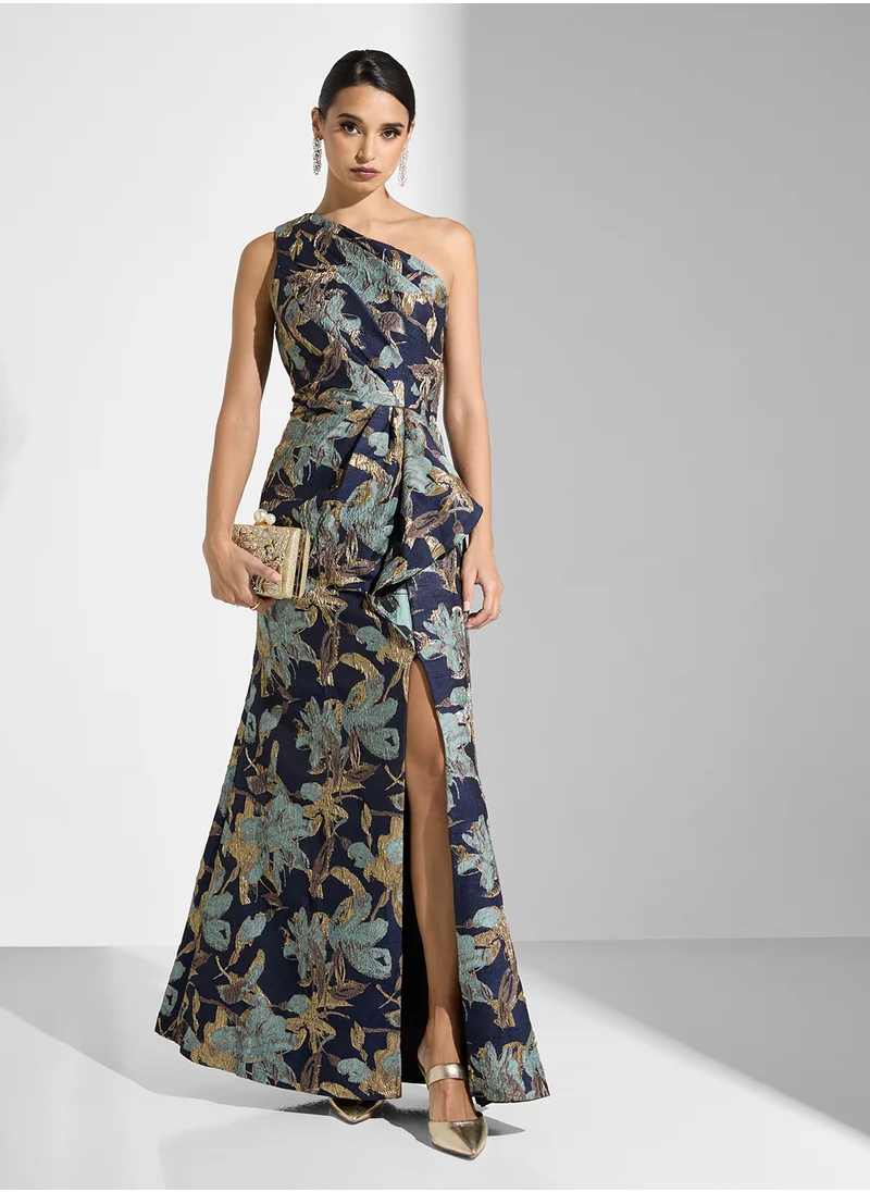 ادريانا بابيل One Shoulder Jacquard Dress