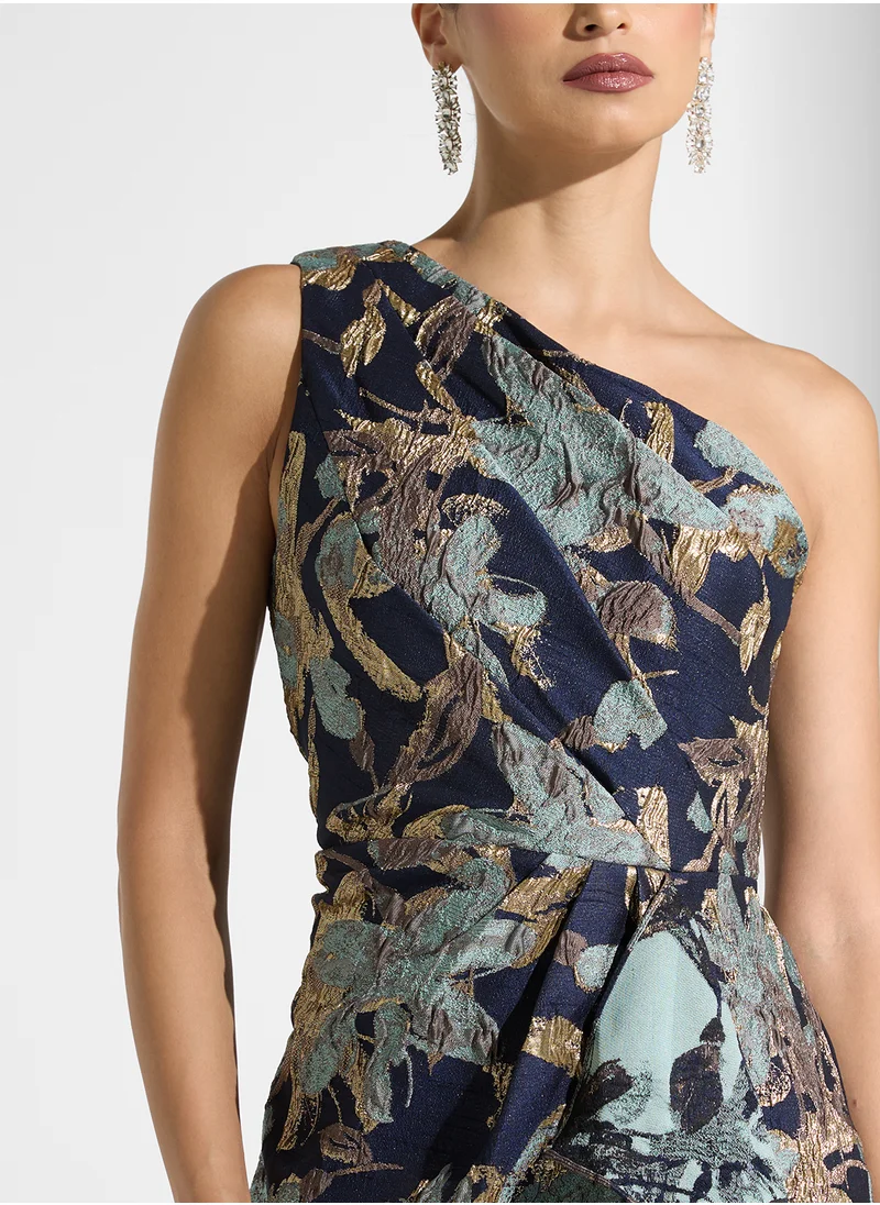 ادريانا بابيل One Shoulder Jacquard Dress
