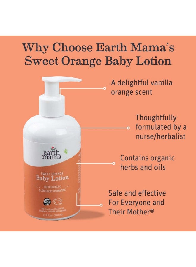 Earth Mama Sweet Orange Baby Lotion Moisturizing Body Lotion For Dry Skin Newborn Baby Lotion Sensitive Skin Care Face Lotion For Babies & Kids With Shea Butter Calendula & Aloe 8 Fl Oz - Image 2