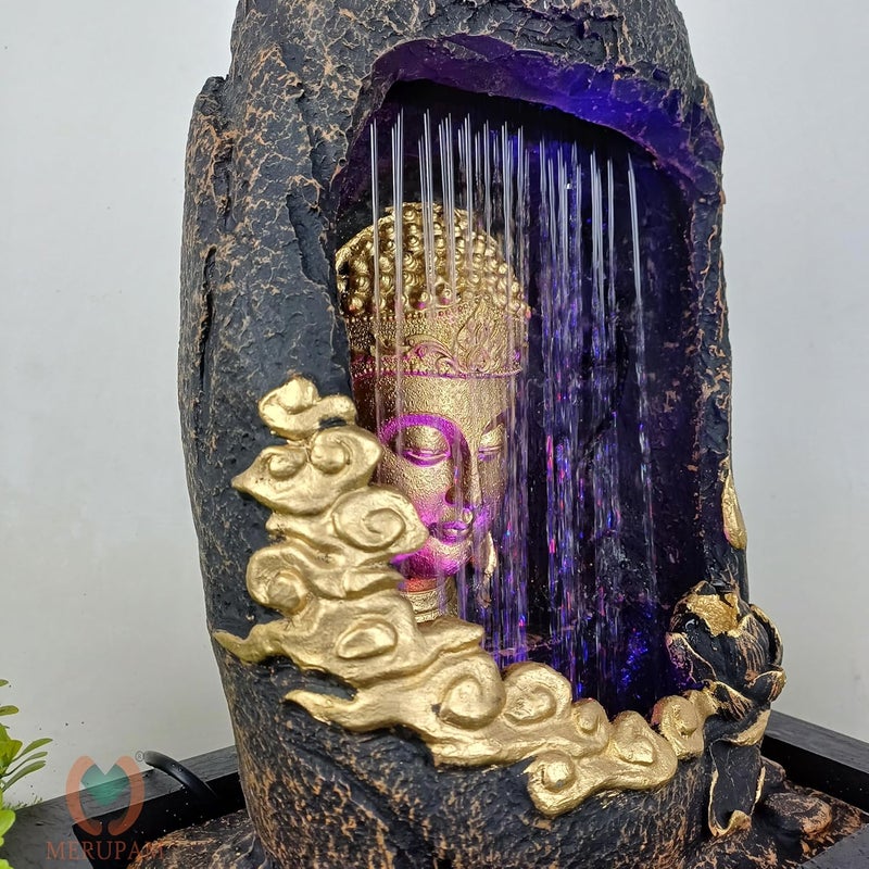 MERUPAM Merupam Gufa Buddha Waterfall Water Fountain for Home Decor with Led Light Indoor Water Fountain for Home Decor Decoration Showpiece M16  - Image 3